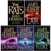Set of five haunted house horror paperbacks from James Herbert's The Rats series, featuring spooky illustrations on the covers.