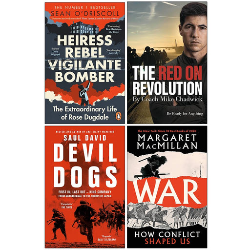 Heiress Rebel Vigilante Bomber, The Red On Revolution, Devil Dogs & [Hardcover] War How Conflict Shaped Us 4 Books Collection Set - The Book Bundle