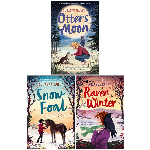 Susanna Bailey Collection 3 Books set including Raven Winter, Otters' Moon, and Snow by Egmont, featuring colorful cover art.