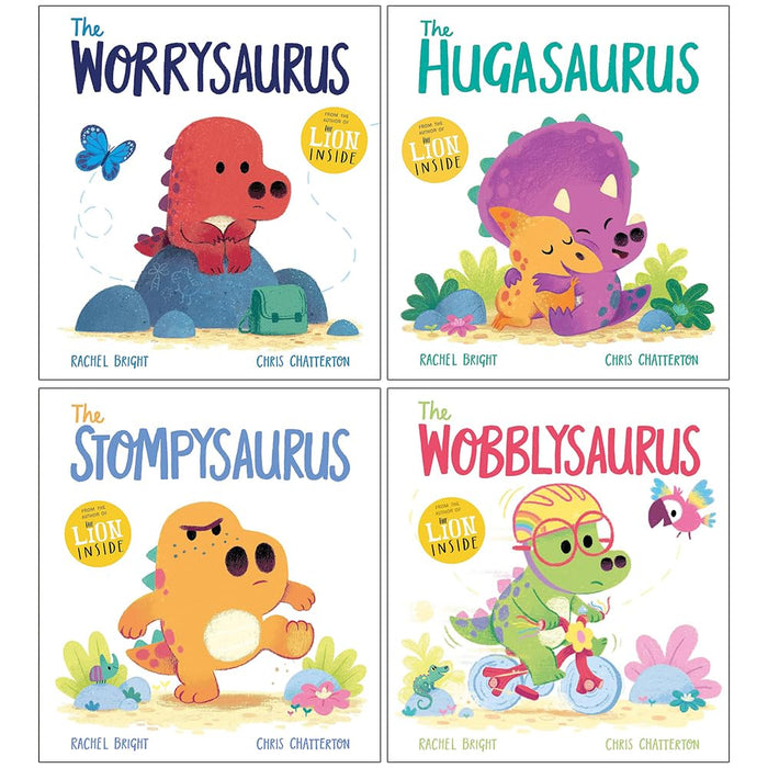 Rachel Bright DinoFeelings Collection 4 Books Set (The Worrysaurus, The Hugasaurus, The Stompysaurus & The Wobblysaurus) - The Book Bundle