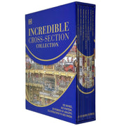 Six hardcover Stephen Biesty Incredible Cross-Sections books by DK Publishing, detailed illustrations of various complex structures.