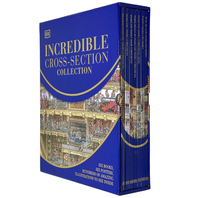 Six hardcover Stephen Biesty Incredible Cross-Sections books by DK Publishing, detailed illustrations of various complex structures.