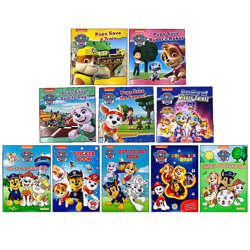 Nickelodeon Paw Patrol 10 Books Collection Set(Pups Meet The Mighty Twins) - The Book Bundle