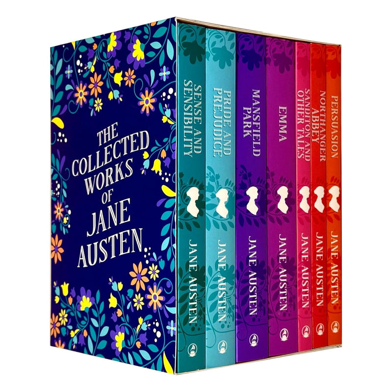 Seven-book Jane Austen collection box set featuring classic fiction titles in mixed formats by Ghillie Basan & CookNation.