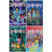 Collection of Spellcasters Series 4 books by Crystal Sung and Wendy Tan, ages 9-12, paperback set with colorful covers.