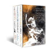 Boxset of R.F. Kuang's Poppy War Series 3 books, including The Poppy War and The Dragon Republic, in a HarperVoyager collection.