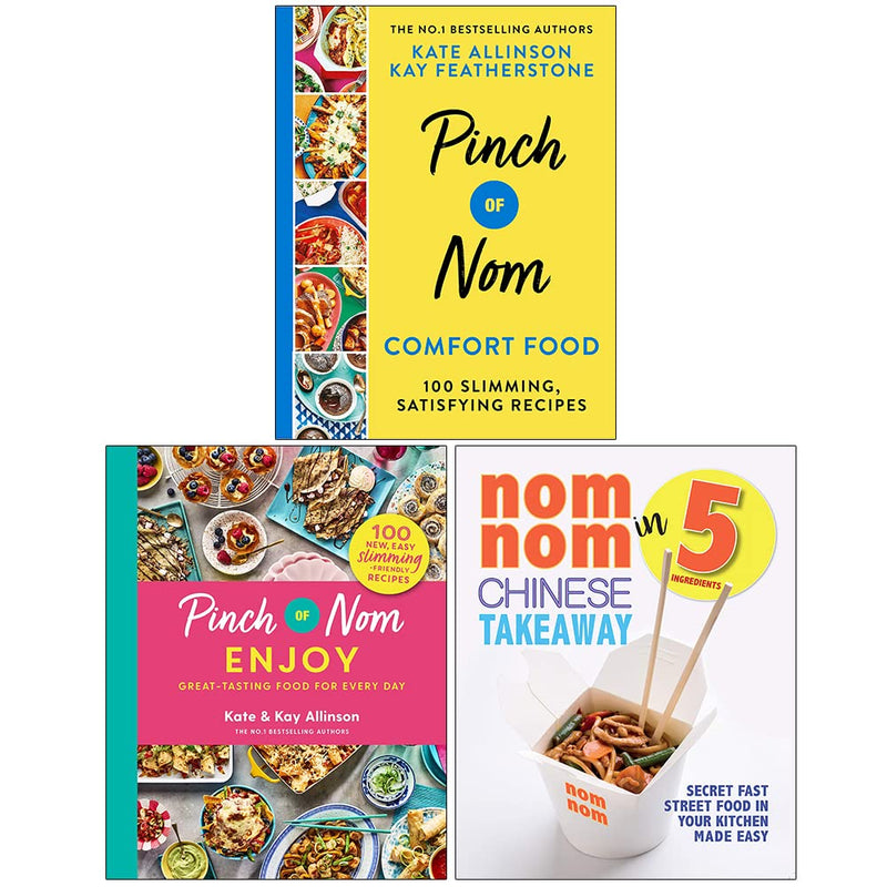 Pinch of Nom Comfort Food [Hardcover], Pinch of Nom Enjoy [Hardcover] and Nom Nom Chinese Takeaway In 5 Ingredients 3 Books Collection Set - The Book Bundle