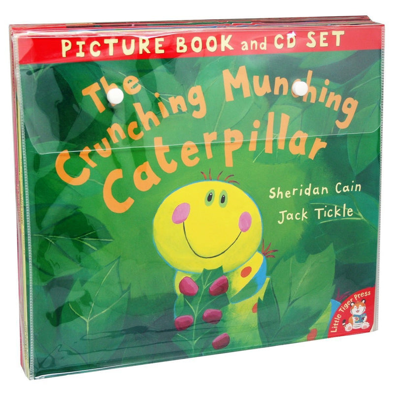 Collection of 10 Little Tiger Group books and CDs featuring The Crunching Munching Caterpillar by Ruth Galloway Sheridan Cain and Diana Hendry.