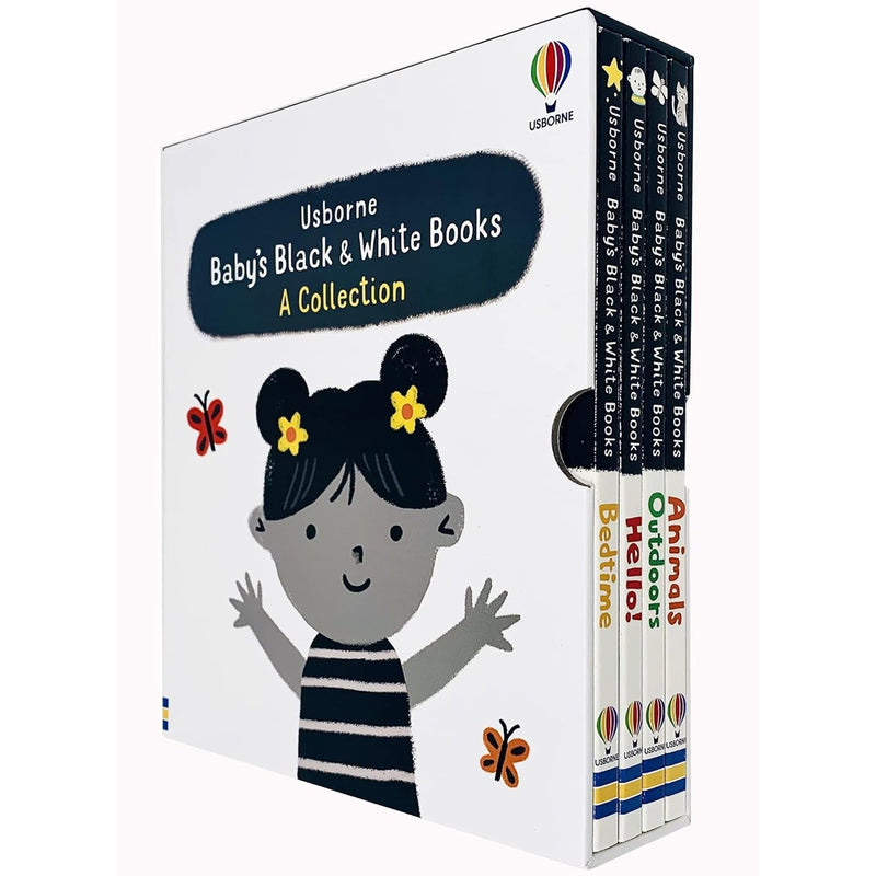 Usborne Baby's Very First Black and White 4 Books Set (Animals, Hello!, Outdoors, Bedtime)