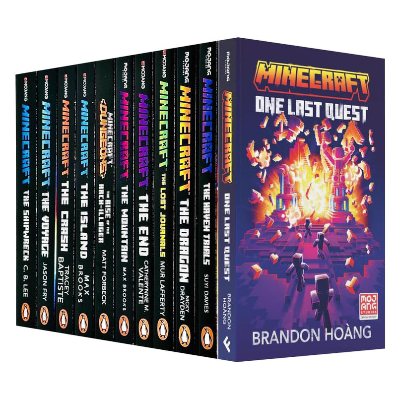 Official Minecraft novels 11-book collection set featuring adventure and exploration stories by Farshore and Penguin Ltd authors.