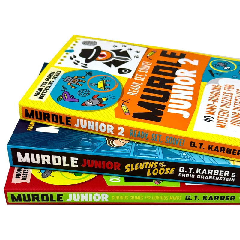 Murdle Junior Series 3 books collection set by G. T. Karber, paperback fiction by Souvenir Press, featuring colorful book covers.