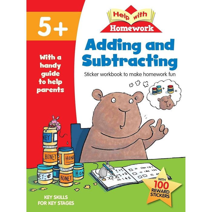 Age 5+ Key Skills Help With Homework 5 Books Collection Set with Stickers (Maths, Handwriting, Adding & Subtracting, Spelling, Reading & Writing) - The Book Bundle