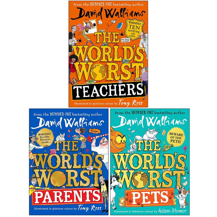 David Walliams Collection 3 Books Set (The World's Worst Teachers, The World's Worst Parents, The World's Worst Pets) - The Book Bundle
