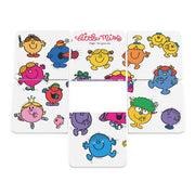 Set of six Little Miss pocket library board books for toddlers by Roger Hargreaves, featuring colorful characters and playful illustrations.