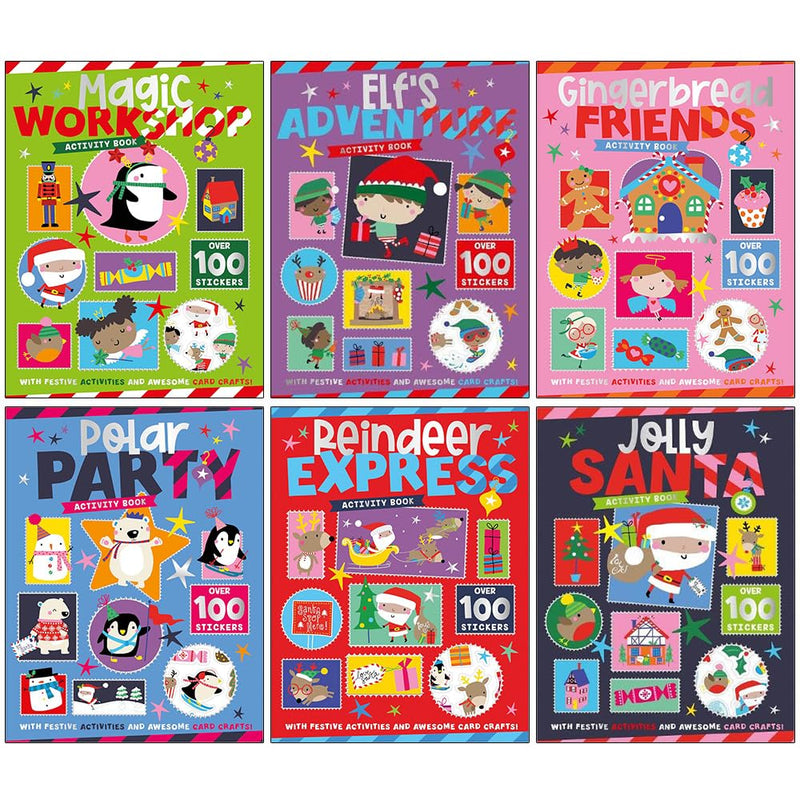 Christmas Books for Children Collection Activity 6 Books Set With Awesome Card Craft & Over 100 Stickers - The Book Bundle