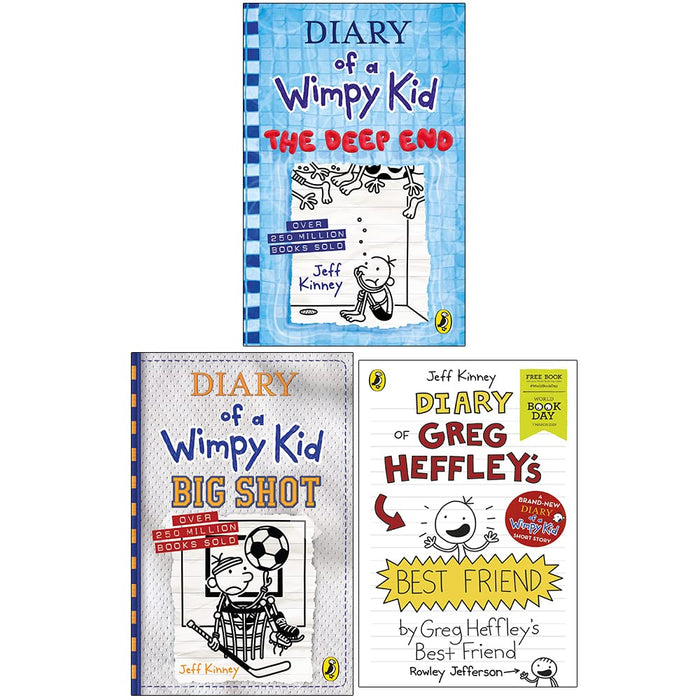 Diary of a Wimpy Kid Book 15-16 and World Book Day : 3 Books Collection Set (Big Shot, The Deep End and Diary Of Greg Heffley's Best Friend) - The Book Bundle
