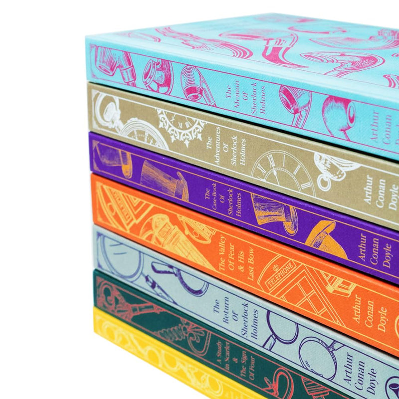 Sherlock Holmes classic edition 7-book hardback collection by Arthur Conan Doyle, featuring adventures, Valley of Fear, and His Last Bow.