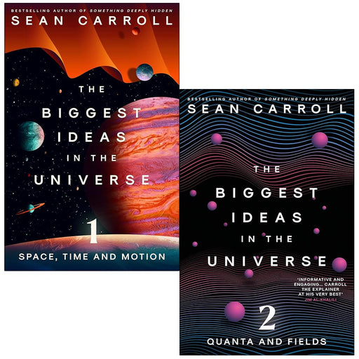 Sean Carroll's The Biggest Ideas in the Universe collection, featuring Space, Time, Motion, Quanta, and Fields books by Oneworld Publications.