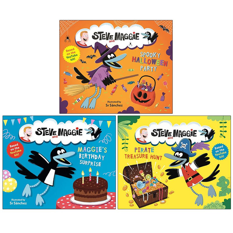 Steve and Maggie Collection 3 Books Set (Pirate Treasure Hunt,Spooky Halloween Party &Maggie's Birthday Surprise) - The Book Bundle