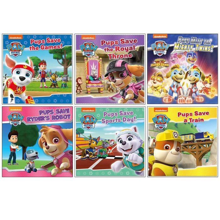 Nickelodeon Paw Patrol 6 Books Collection Set (Pups Meet The Mighty Twins!) - The Book Bundle