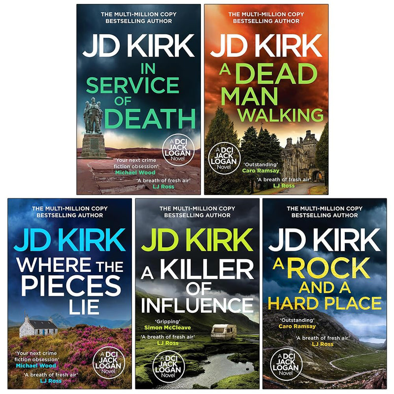 DCI Logan Crime Thrillers Series 17-21 Collection 5 Books Set by JD Kirk (In Service of Death, A Dead Man Walking, Where the Pieces Lie, A Killer of Influence and A Rock and a Hard Place) - The Book Bundle