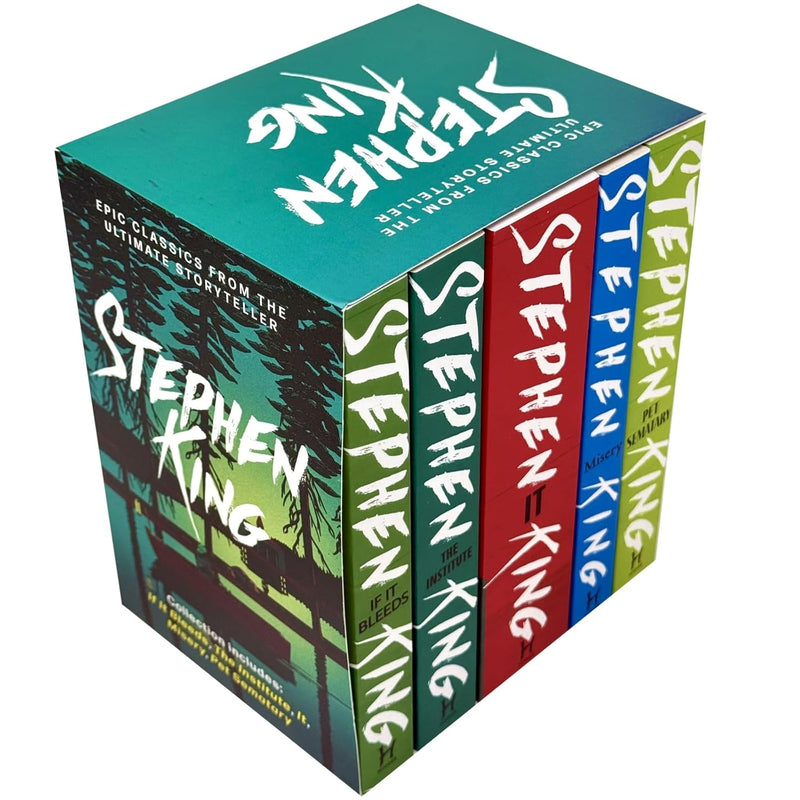 Stephen King Classic Collection box set with five Hodder Paperbacks featuring iconic Stephen King fiction books.