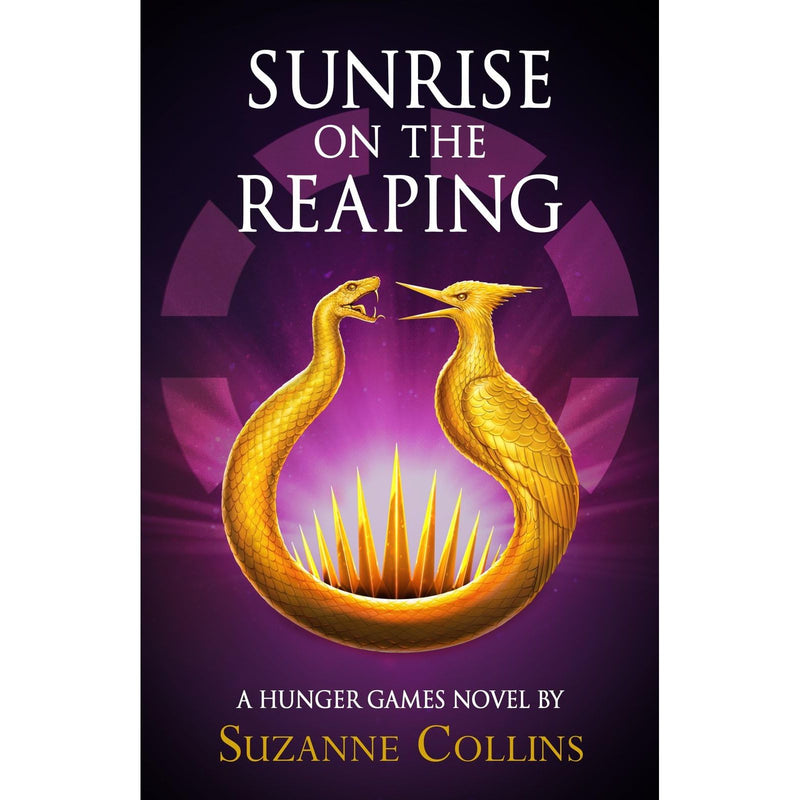 Hardcover of "Sunrise on the Reaping" from The Hunger Games series by Suzanne Collins, featuring a book cover illustration.