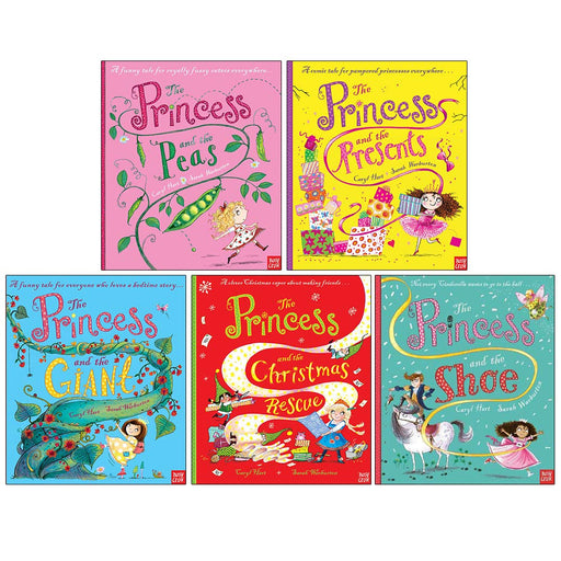 The Princess series collection by Caryl Hart featuring five Nosy Crow Ltd books: Peas, Shoe, Rescue, Giant, and Presents.