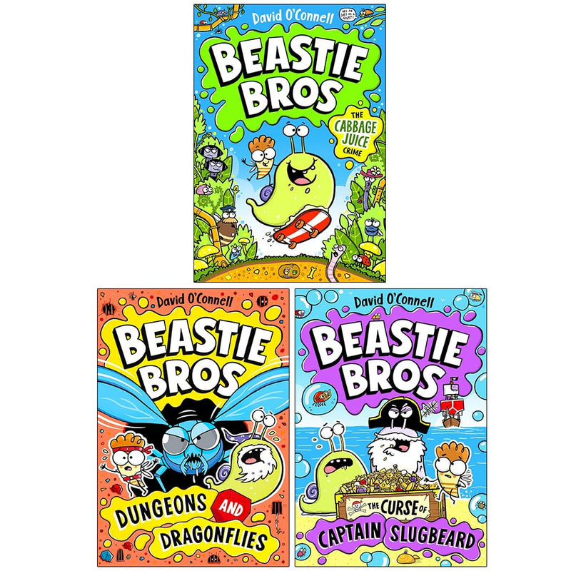 Beastie Bros Series 3 Books Collection Set By David O'Connell (The Cabbage Juice Crime, Dungeons and Dragonflies and The Curse of Captain Slugbeard)