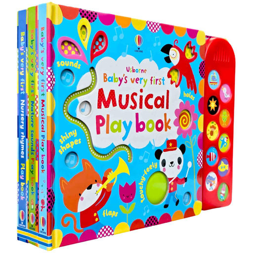 Set of three Usborne Baby's Very First Books by Fiona Watt, colorful board books for ages 0-3, perfect for early learning and development.