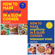 Two hardback slow cooker recipe books by Hayley Dean from the Ebury Press collection, featuring easy homemade meal ideas.