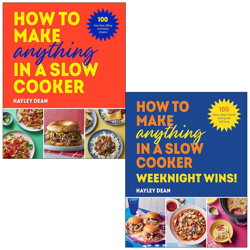 Two hardback slow cooker recipe books by Hayley Dean from the Ebury Press collection, featuring easy homemade meal ideas.