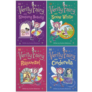 Verity Fairy 4-book set by Caroline Wakeman featuring Sleeping Beauty, Snow White, Rapunzel, and Cinderella paperbacks for children.