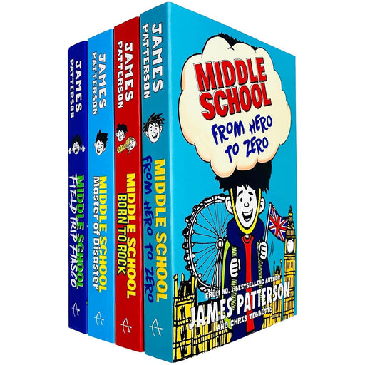 Middle School Series 4 Books Collection Set By James Patterson (Field Trip Fiasco, Master of Disaster, From Hero to Zero and Born to Rock) - The Book Bundle