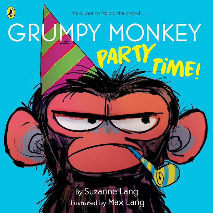 Set of three Puffin Ltd paperback books from Suzanne Lang's Grumpy Monkey series for children ages 3 to 7, featuring colorful cover illustrations.