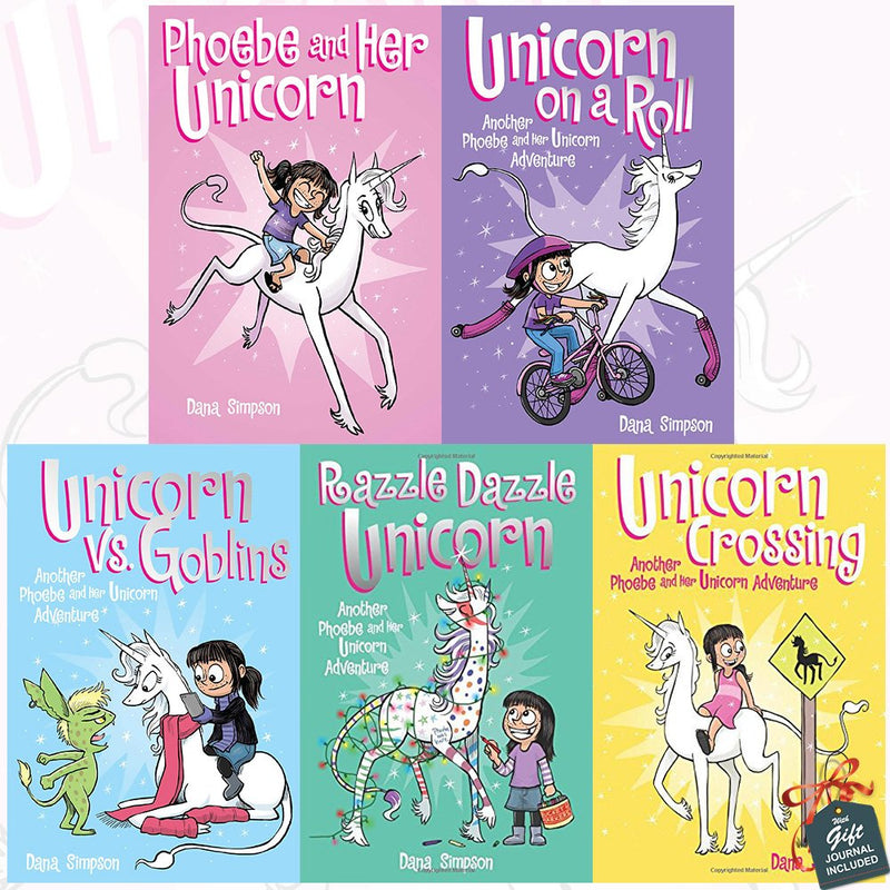 Phoebe and Her Unicorn 5 Books Collection Set With Gift Journal by Dana Simpson - Fiction - Paperback
