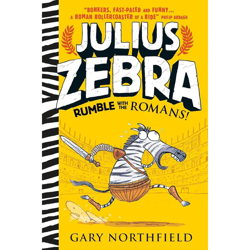 Six paperback Julius Zebra books by Gary Northfield, colorful fiction collection featuring animated zebra characters in humorous scenes.