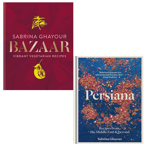 Bazaar & Persiana book collection set by Sabrina Ghayour, hardcover non-fiction culinary books with vibrant covers.