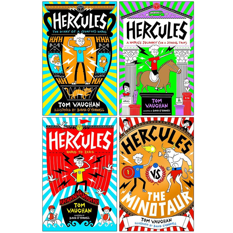 Hercules Series 4 Books Collection Set by Tom Vaughan, paperback fiction for ages 9-12, published by Scholastic Ltd.