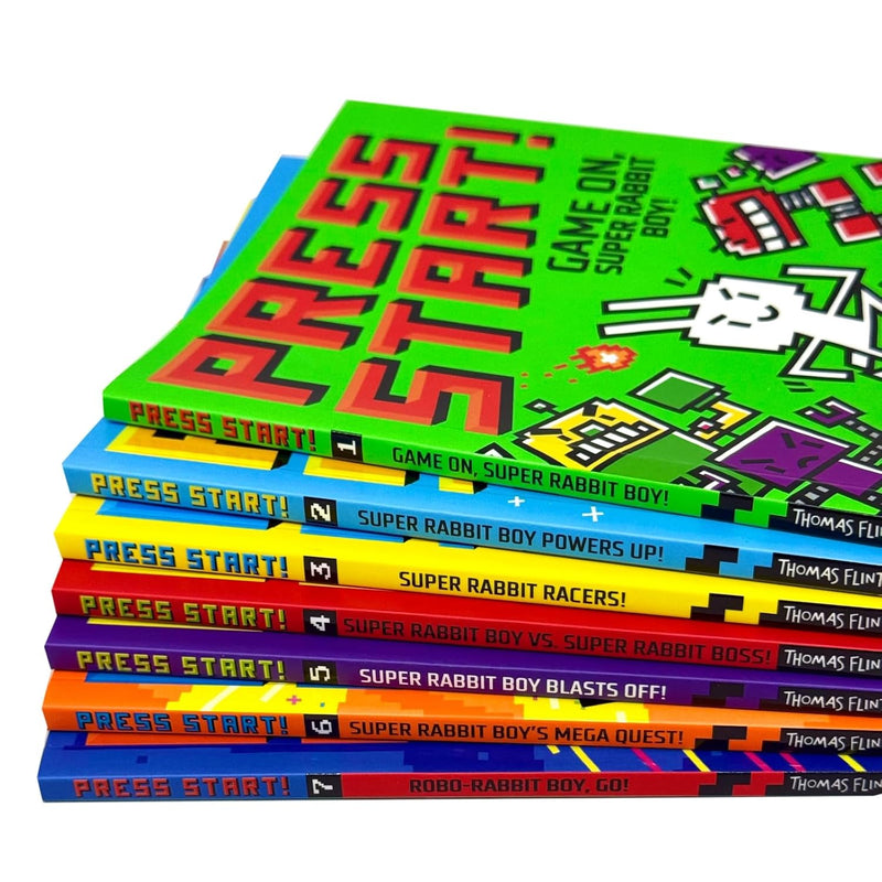 Press Start series books collection by Thomas Flintham, featuring colorful covers of Nosy Crow Ltd children's storybooks.