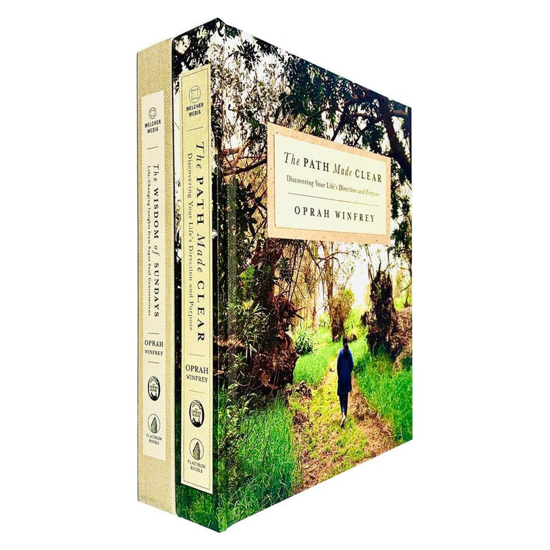 Oprah Winfrey Collection of two books, "The Path Made Clear" and "The Wisdom of Sundays," in blue covers by Bluebird/Macmillan Ltd.