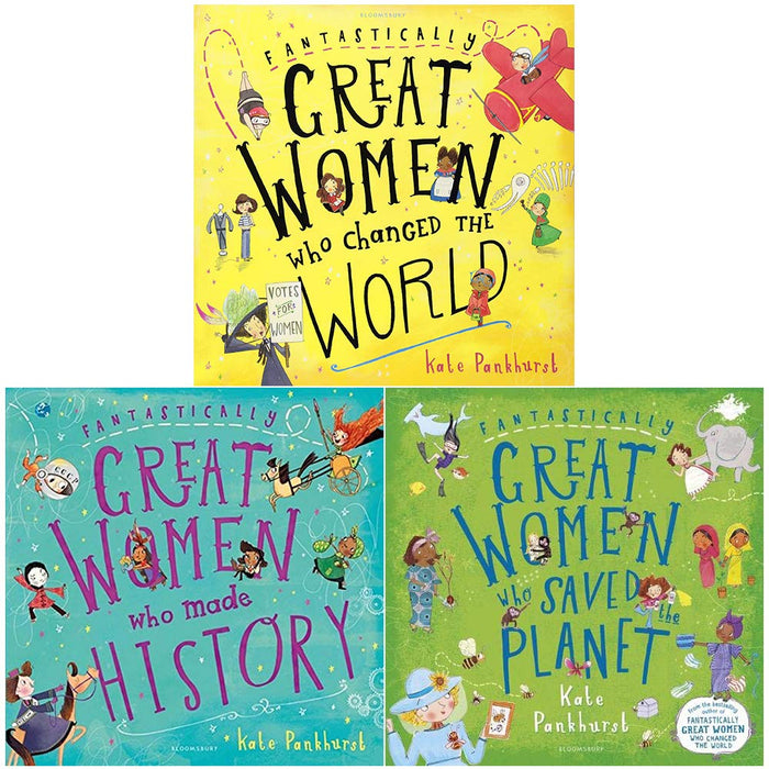 Kate Pankhurst 3 Books Collection Set Fantastically Great Women Series (Who Changed The World, Who Made History, Who Saved the Planet) - The Book Bundle