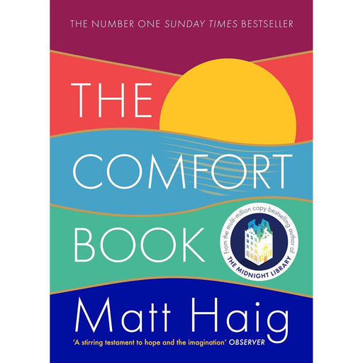 The Comfort Book by Matt Haig, paperback edition, featuring a soft cover with abstract artwork, non-fiction memoir and maxims.