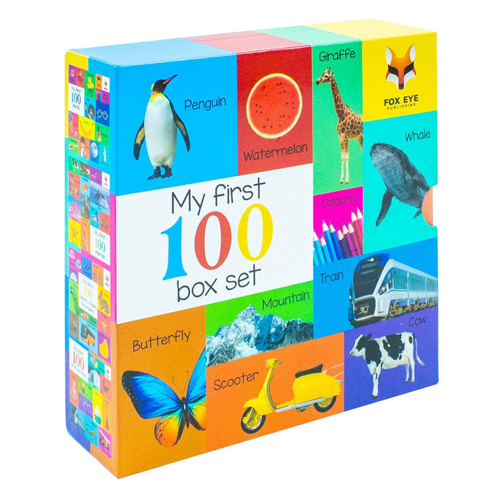 My First 100 Box set 4 books set (My first 100 words, 100 Animals, 100 Colours-shapes-numbers, 100 letters& phonics) - The Book Bundle
