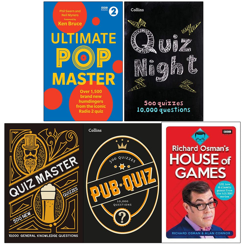 Ultimate Popmaster, Collins Quiz Night, Collins Quiz Master, Collins Pub Quiz and Richard Osman's House of Games 5 Books Collection Set - The Book Bundle