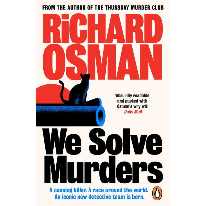 Paperback of "We Solve Murders" by Richard Osman, a bestselling murder mystery fiction book published by Penguin.