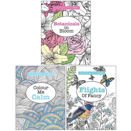 Elizabeth James Really Relaxing Colouring Book Collection 3 Books Set (Botanicals in Bloom, Colour Me Calm, Flights of Fancy) - The Book Bundle