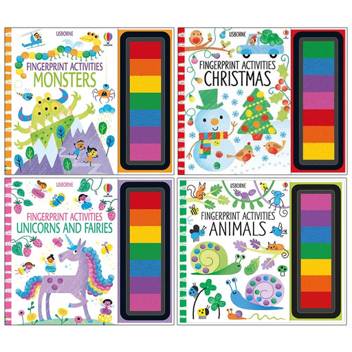 Fingerprint Activities Series 2 Collection 4 Books Set (Monsters, Christmas, Unicorns and Fairies, Animals) - The Book Bundle