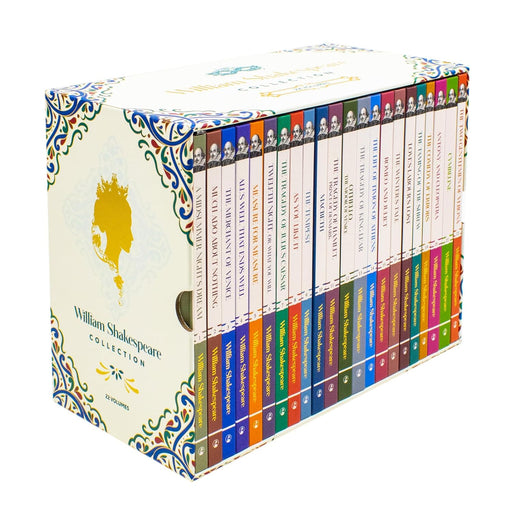 William Shakespeare Complete Collection of 22 hardcover classic edition books, featuring works by William Shakespeare in a boxed set