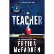 Six paperback fiction books from the Freida McFadden collection, featuring "The Teacher," "The Coworker," and "The Boyfriend" by Poisoned Pen Press.